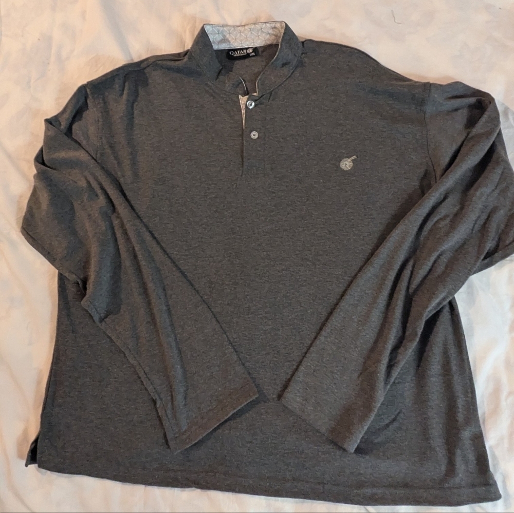 Qatar Airways Pajamas Lounge Wear  Longsleeve Top Shirt Mens Size. L/XL Gray